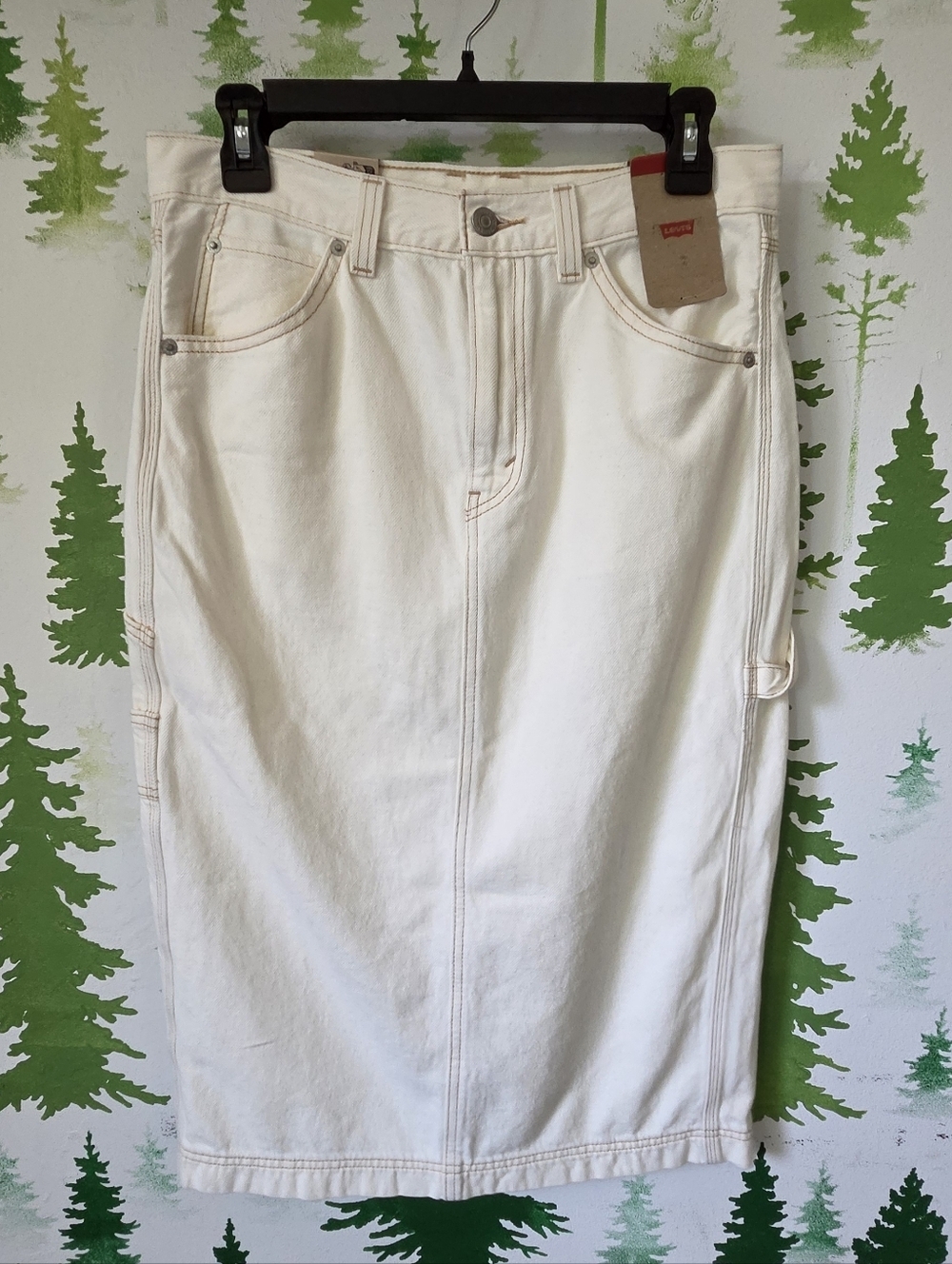Levi's White Denim Slit Skirt